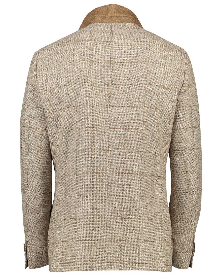 Dressler colbert beige geruit wol slim fit