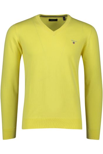 Gant Gant trui v-hals geel effen 100% katoen