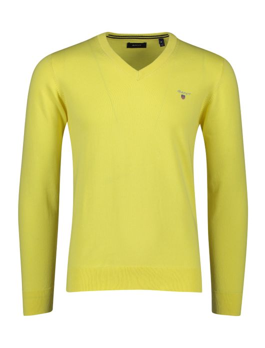 trui Gant geel effen katoen v-hals