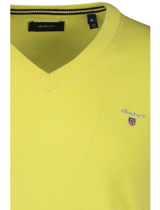 trui Gant geel effen katoen v-hals