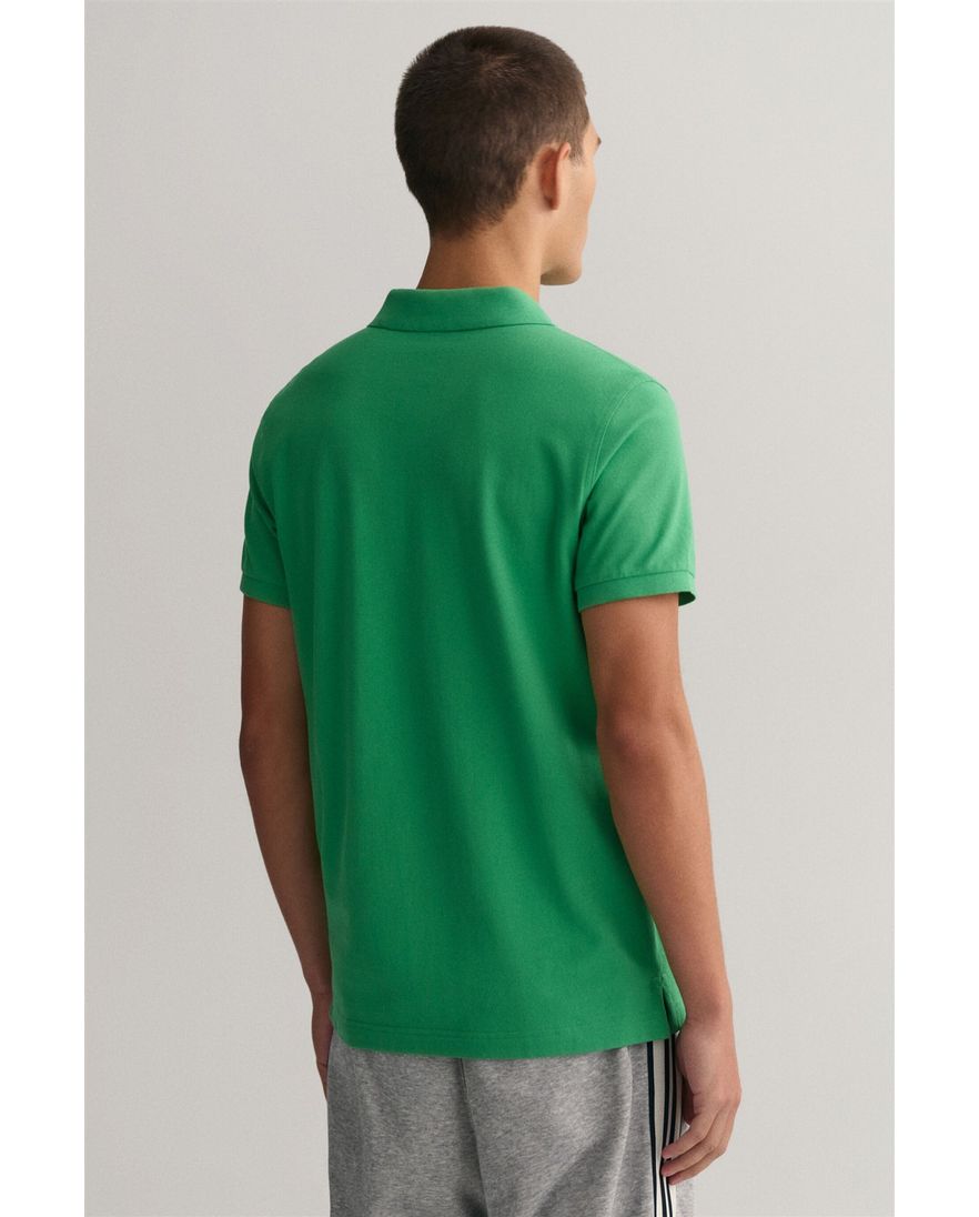 Gant polo wijde fit groen effen met logo katoen