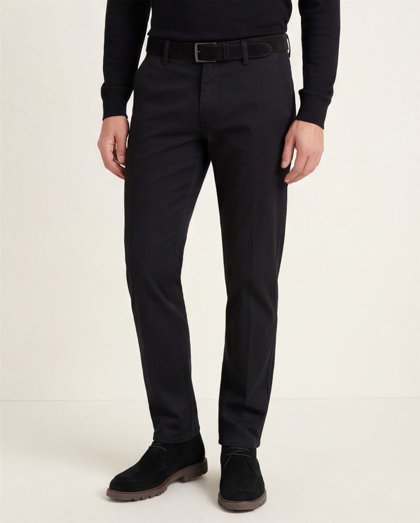 M.E.N.S. broek katoen Madison donkerblauw effen