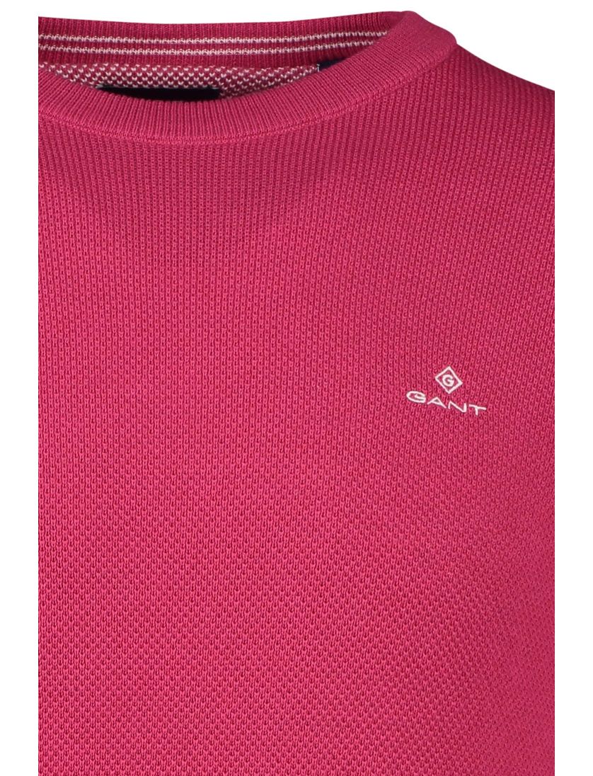 Gant trui roze uni katoen ronde hals