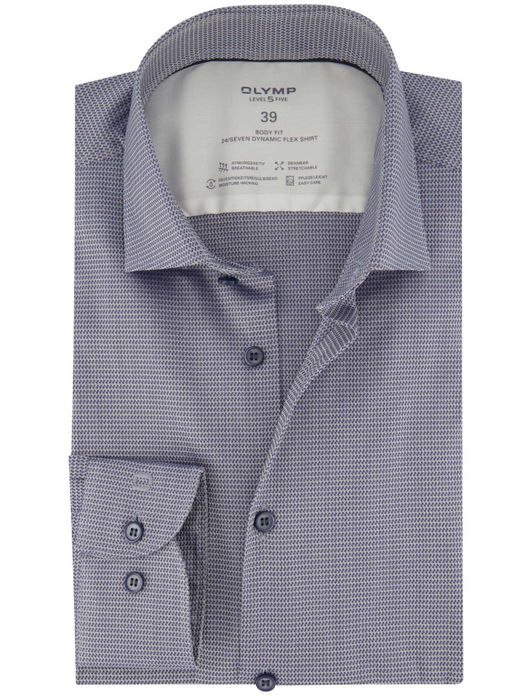 business overhemd Olymp blauw geprint slim fit