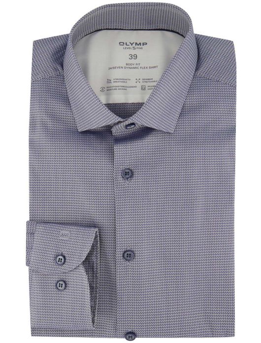 business overhemd Olymp blauw geprint slim fit