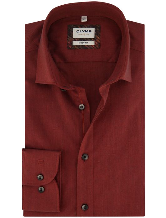 business overhemd Olymp Level Five bruin effen katoen extra slim fit