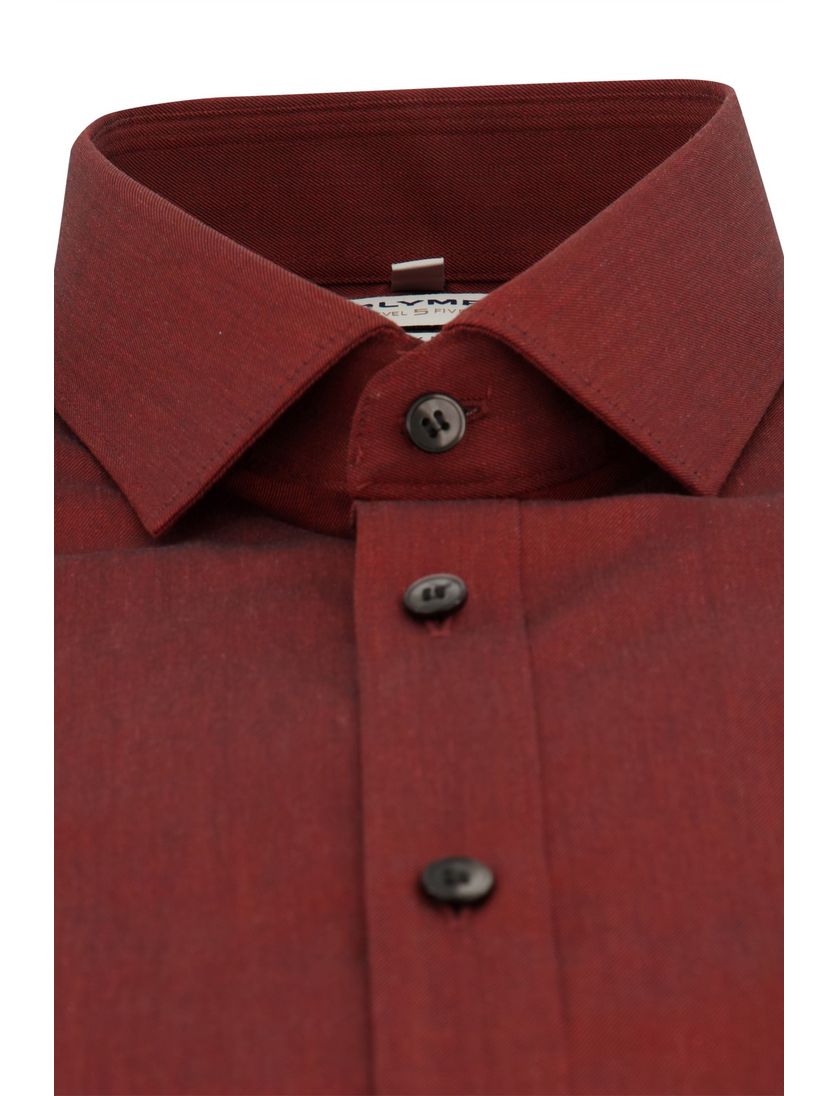 Olymp business overhemd Level Five bruin uni katoen extra slim fit
