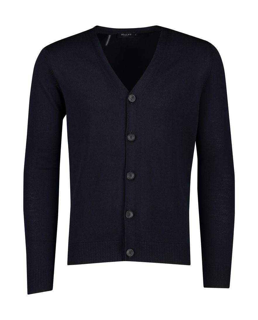 Maerz vest donkerblauw knopen effen wol