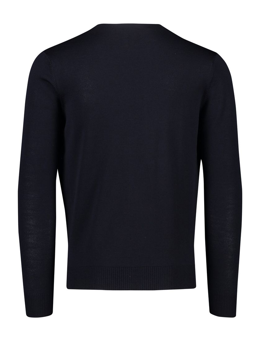 vest Maerz donkerblauw knopen effen wol