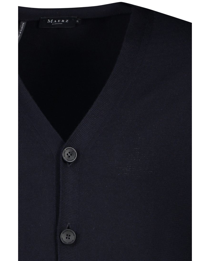 Maerz vest donkerblauw knopen effen wol