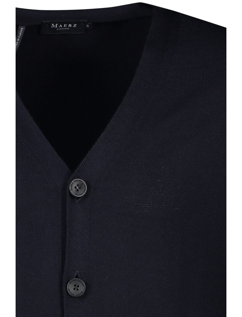 vest Maerz donkerblauw knopen effen wol