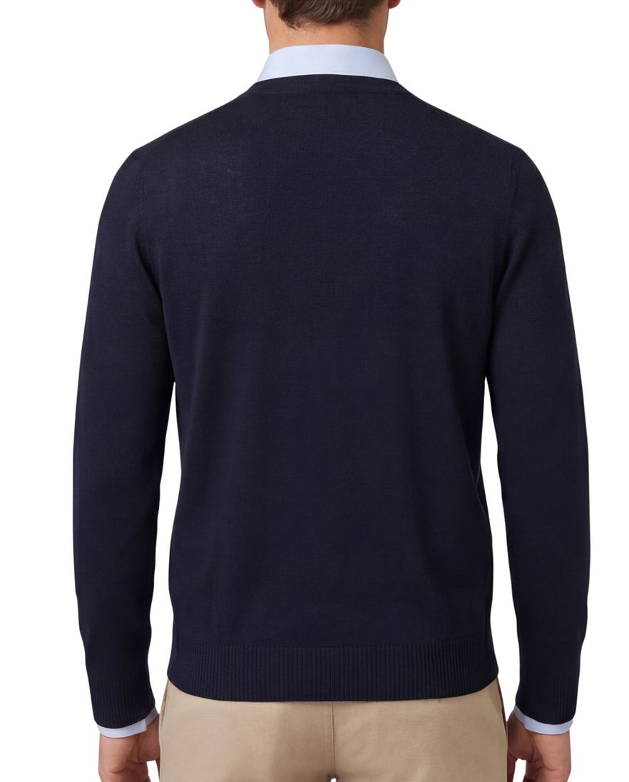 Maerz vest donkerblauw knopen effen wol