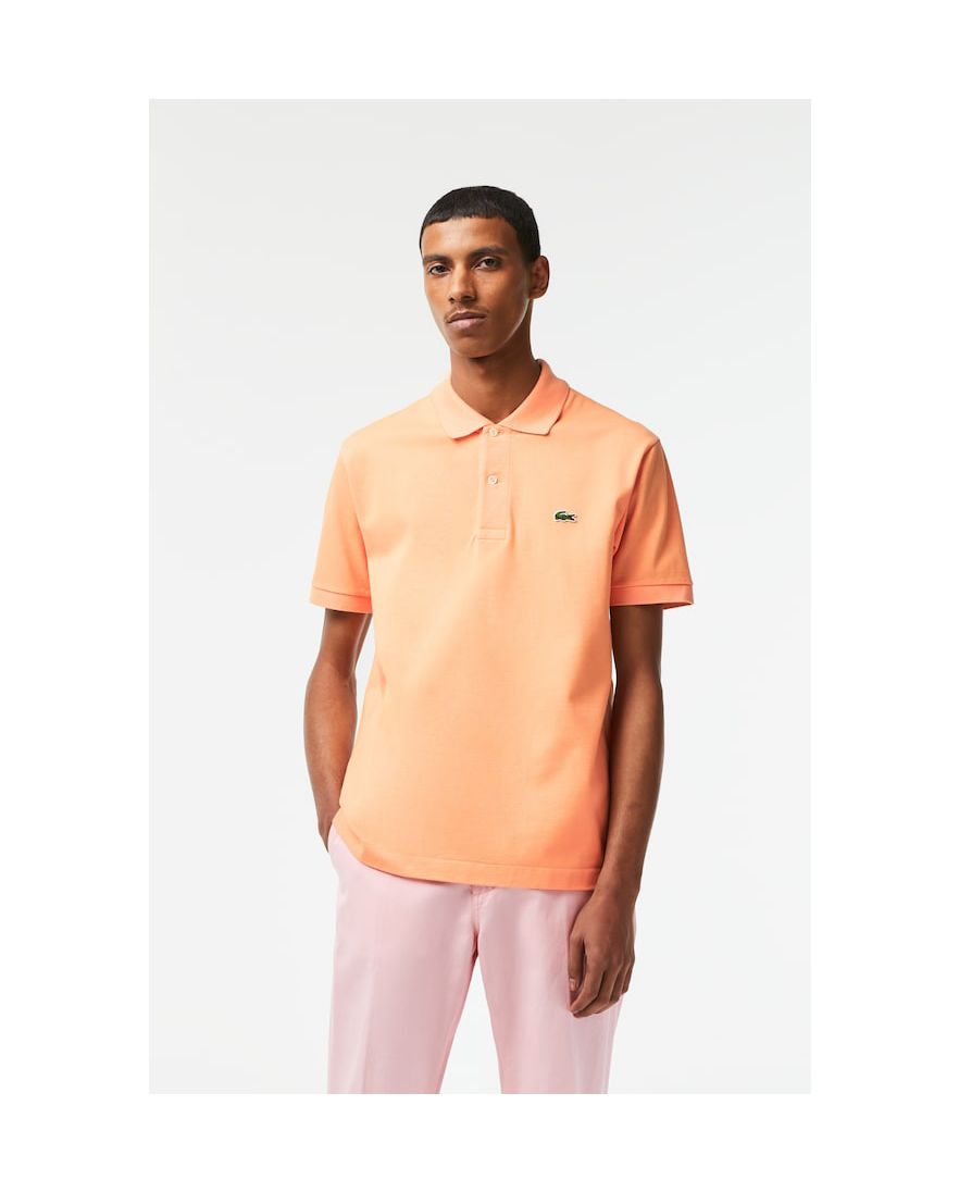 Lacoste polo lichtoranje effen katoen