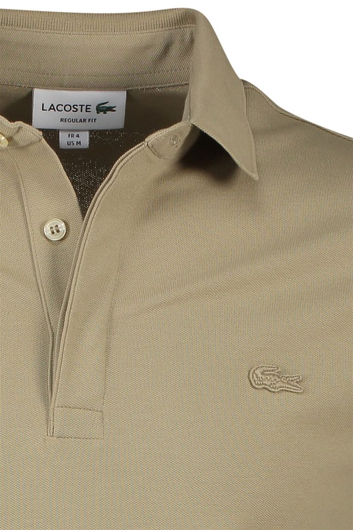 Lacoste poloshirt 3 knoops beige effen katoen normale fit