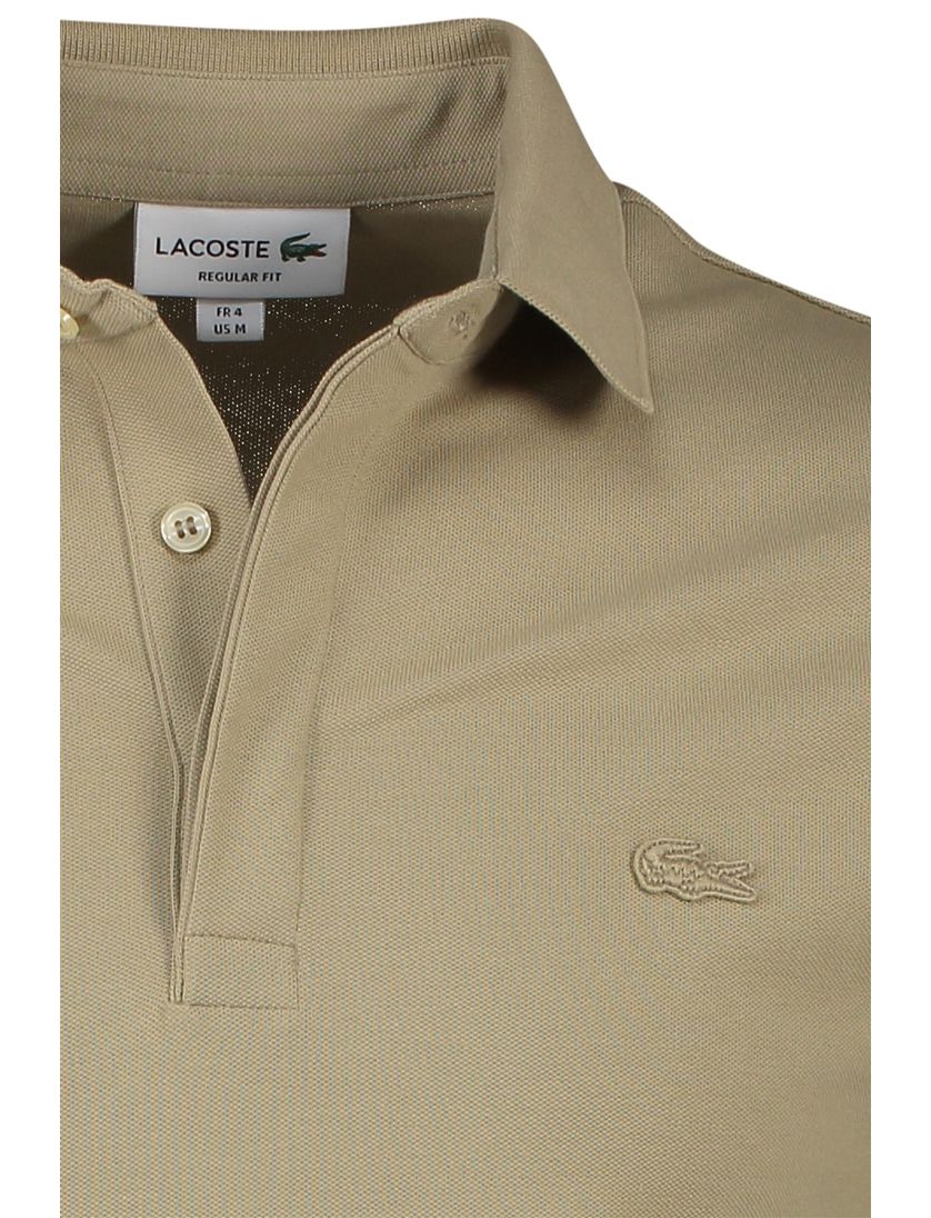 Lacoste poloshirt 3 knoops beige effen katoen normale fit