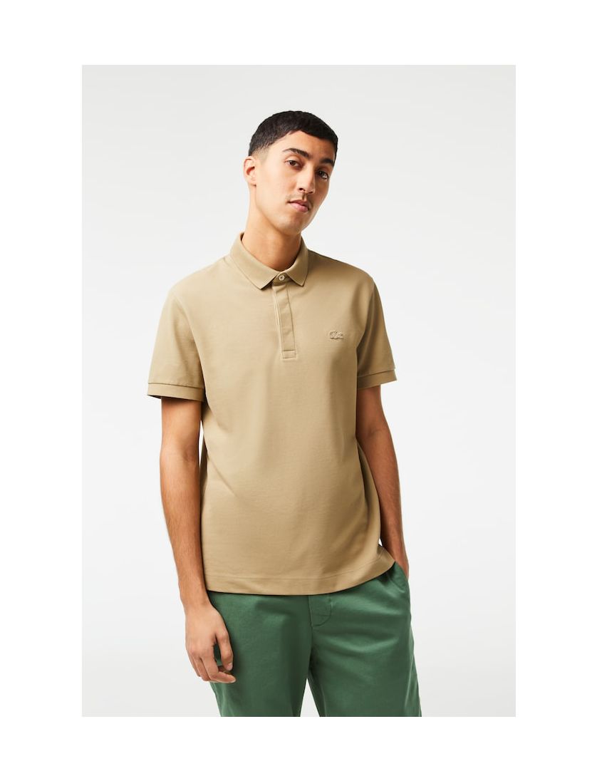 Lacoste poloshirt 3 knoops beige effen katoen normale fit