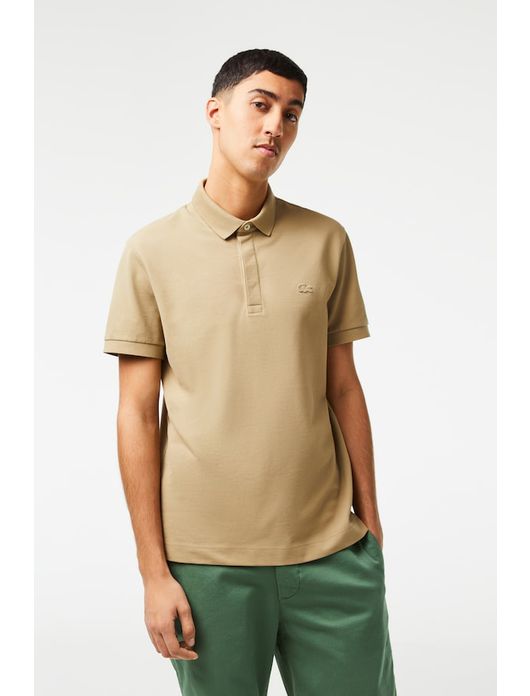 polo Lacoste beige effen katoen normale fit