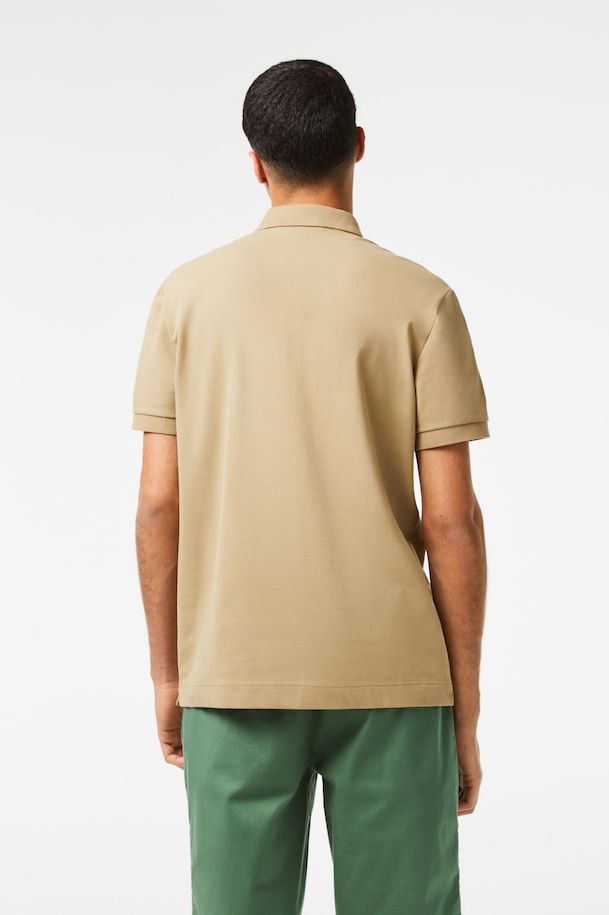 Lacoste poloshirt 3 knoops beige effen katoen normale fit