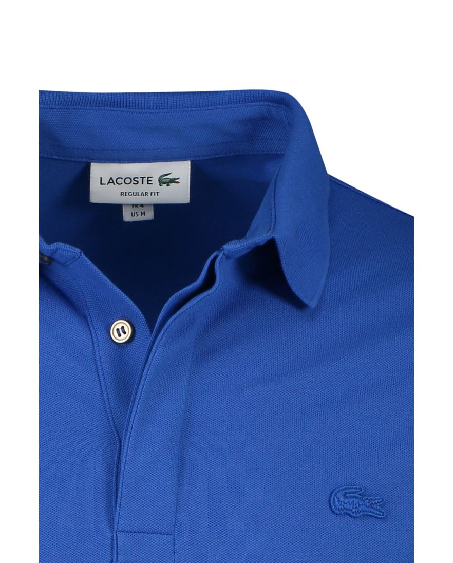 Lacoste poloshirt normale fit blauw effen katoen 3 knoops