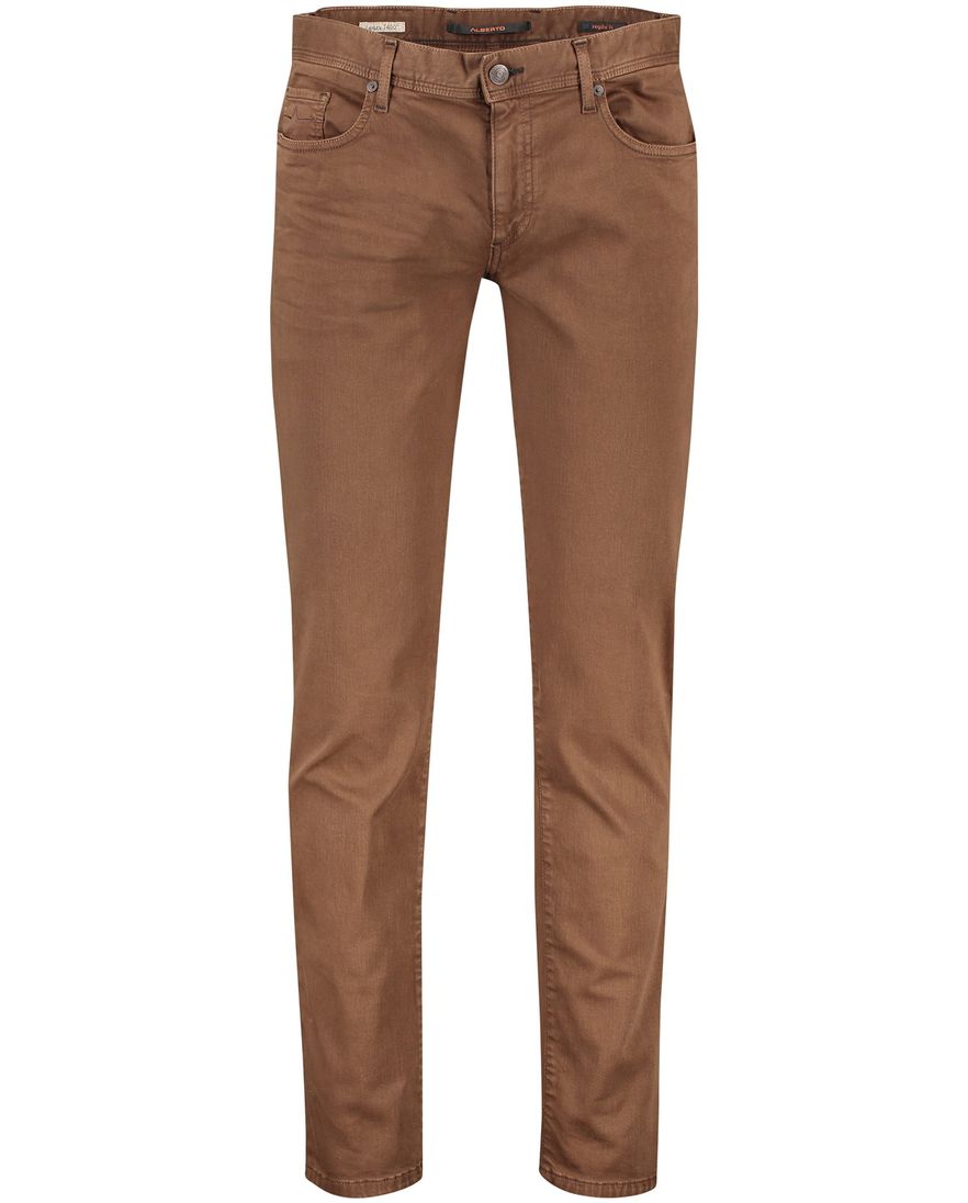 Bruine Alberto jeans effen katoen