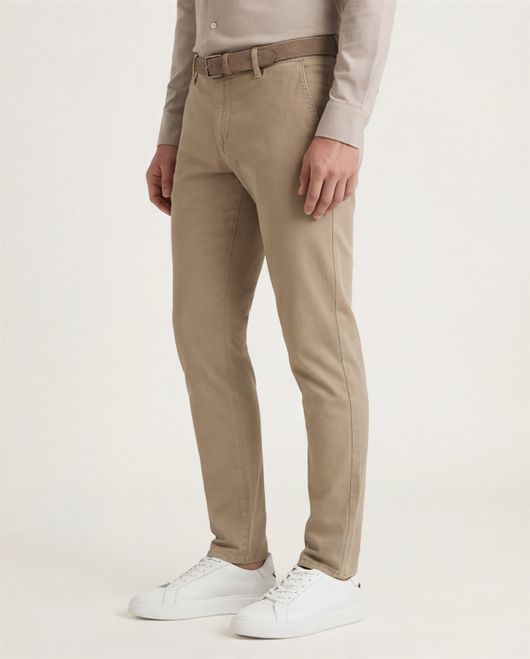 katoenen broek Alberto beige effen katoen