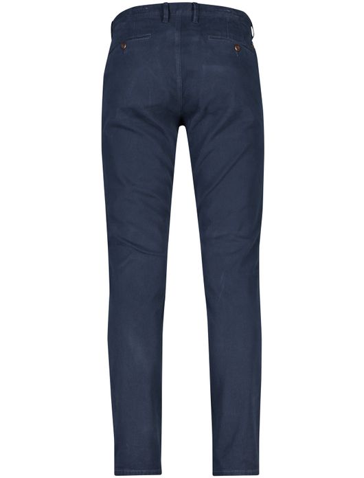 katoenen broek Alberto donkerblauw effen katoen