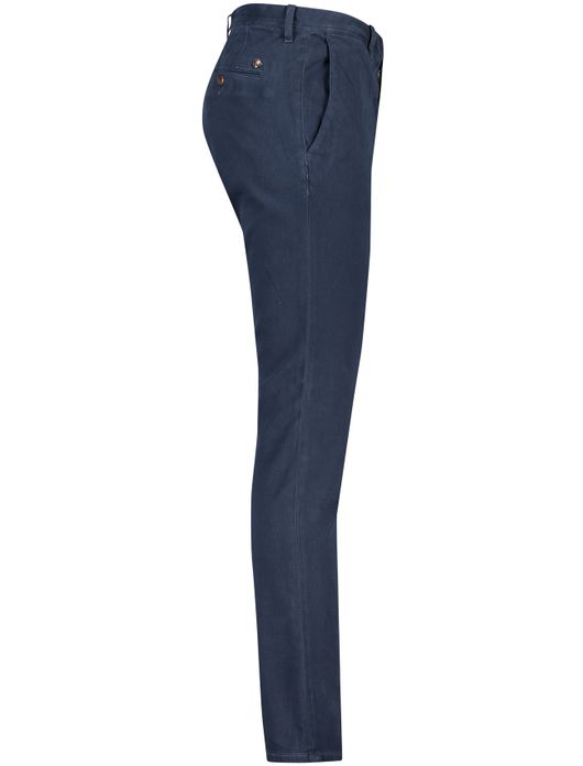katoenen broek Alberto donkerblauw effen katoen