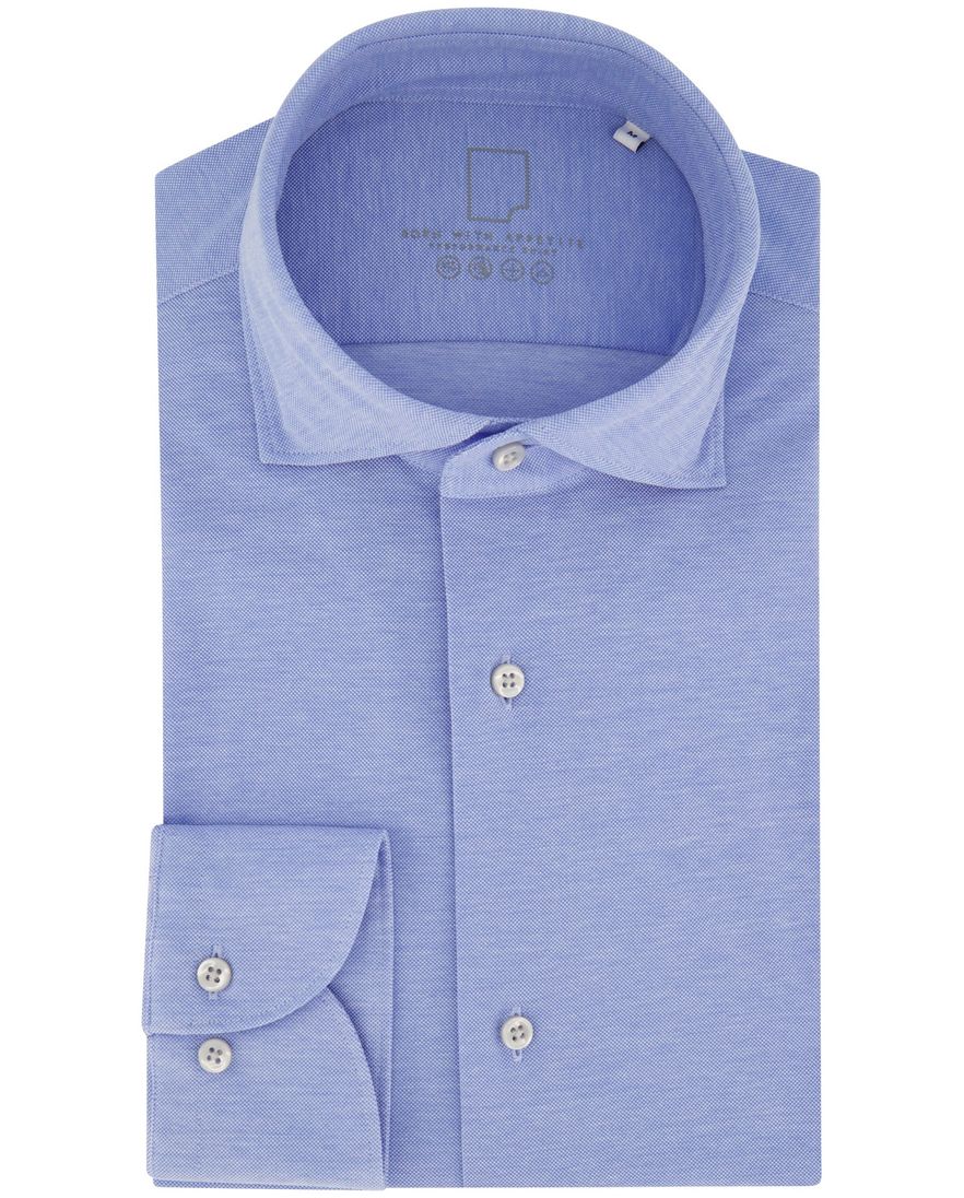 Bron with appetite overhemd effen lichtblauw slim fit