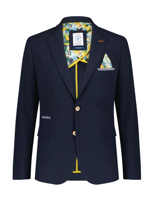 colbert A Fish Named Fred slim fit donkerblauw effen