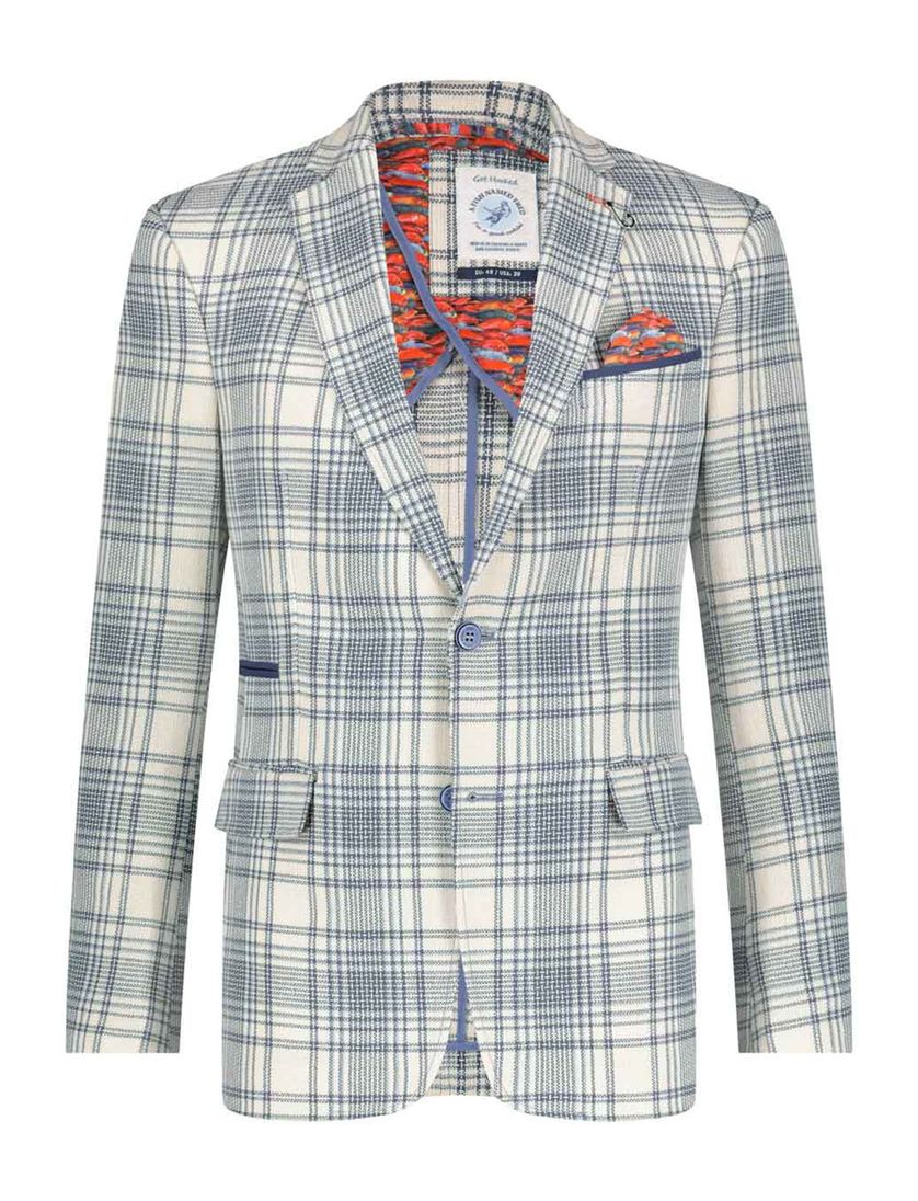 A Fish Named Fred colbert slim fit blauwe met witte ruiten