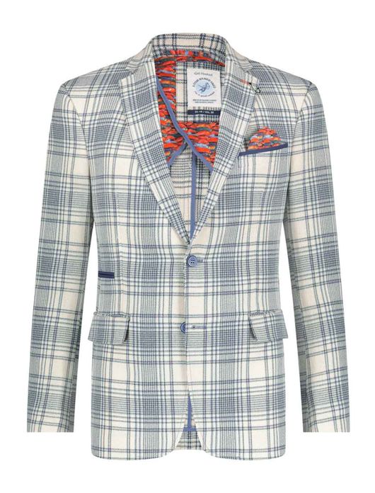 colbert A Fish Named Fred slim fit blauw geruit