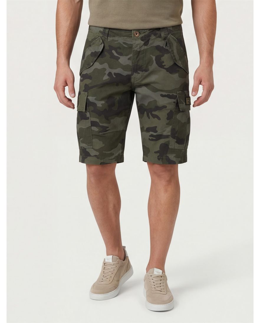 Aeronautica Militare korte broek donkergroen geprint