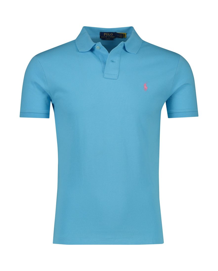 Polo Ralph Lauren polo 2 knoops slim fit blauw effen katoen