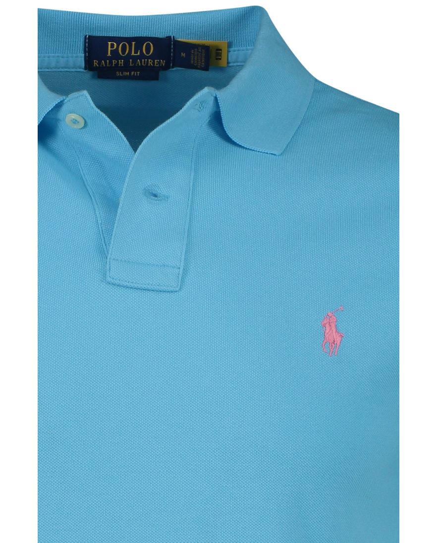 Polo Ralph Lauren polo 2 knoops slim fit blauw effen katoen