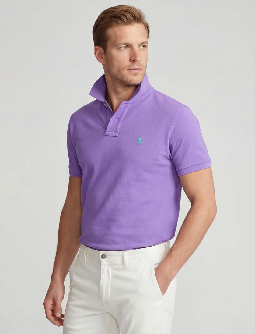 Polo Ralph Lauren trendy polo Slim Fit paars effen katoen