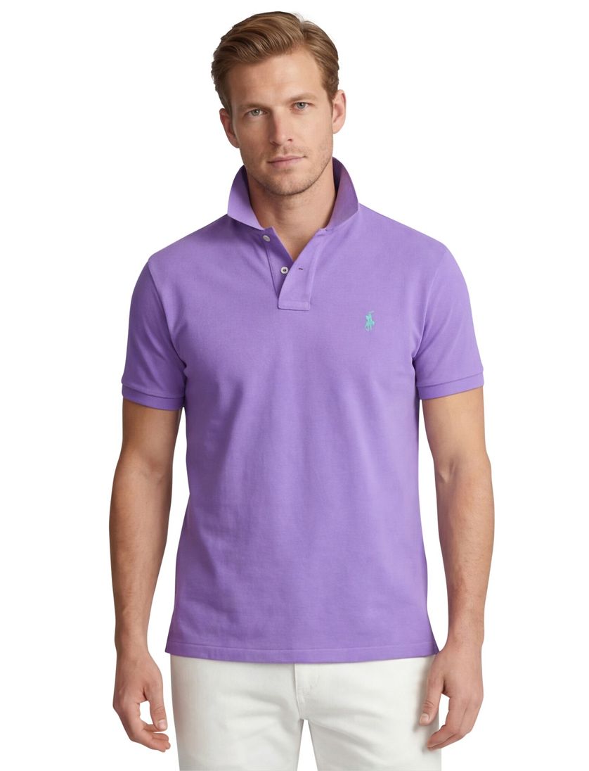 Polo Ralph Lauren trendy polo Slim Fit paars effen katoen