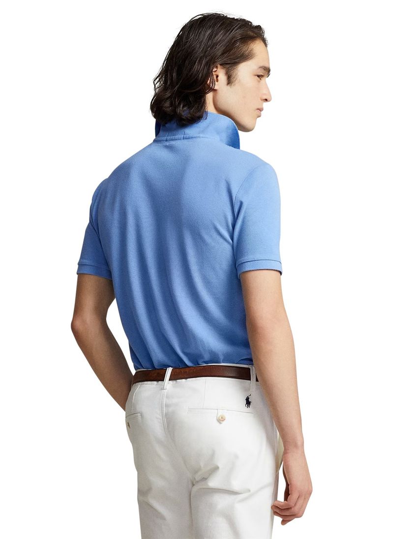 Polo Ralph Lauren polo Slim Fit slim fit lichtblauw effen donkerblauw logo katoen