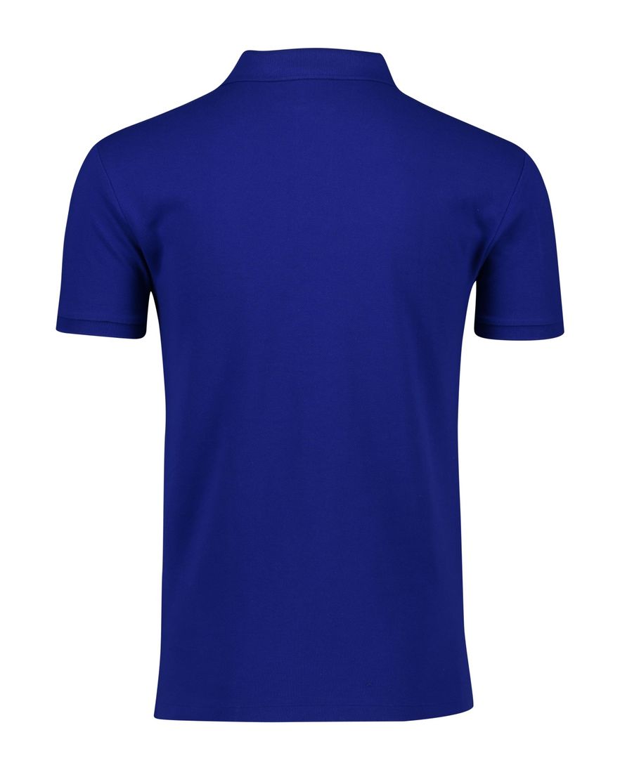Polo Ralph Lauren polo slim fit donkerblauw met rood logo effen katoen