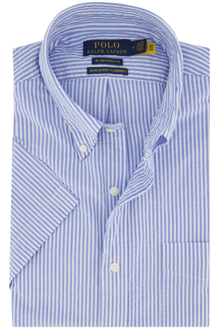 Polo Ralph Lauren casual overhemd korte mouw blauw gestreept