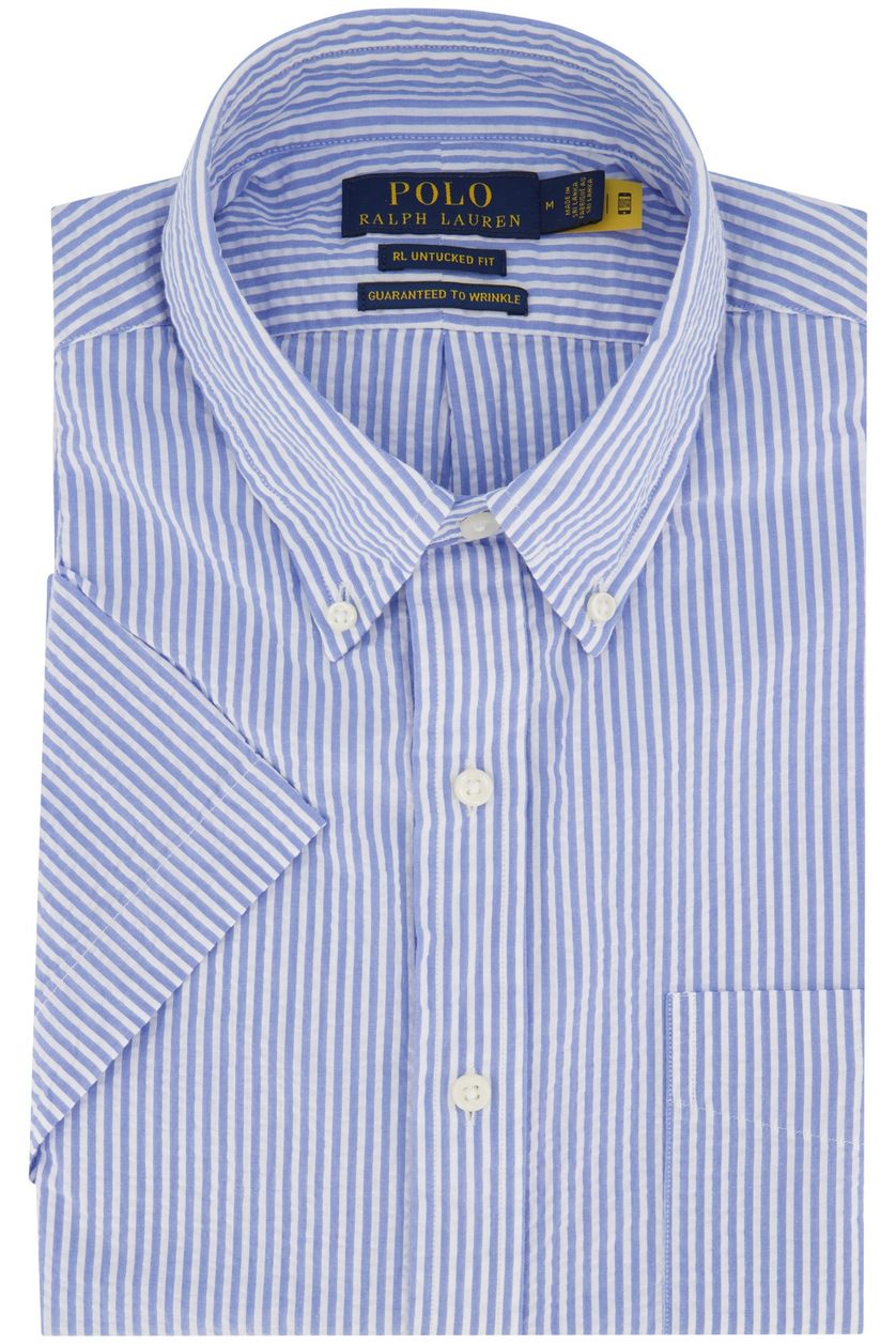 Polo Ralph Lauren casual overhemd korte mouw blauw gestreept