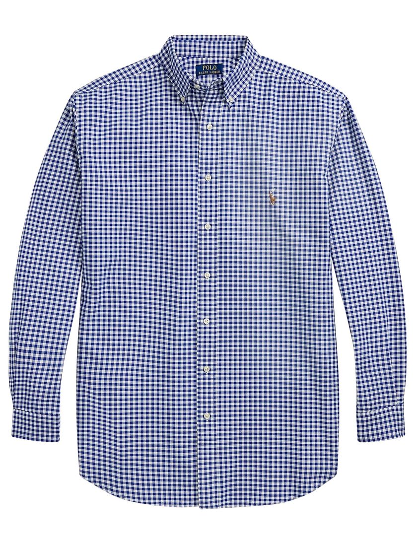 Polo Ralph Lauren Big & Tall overhemd normale fit blauw geruit katoen met logo