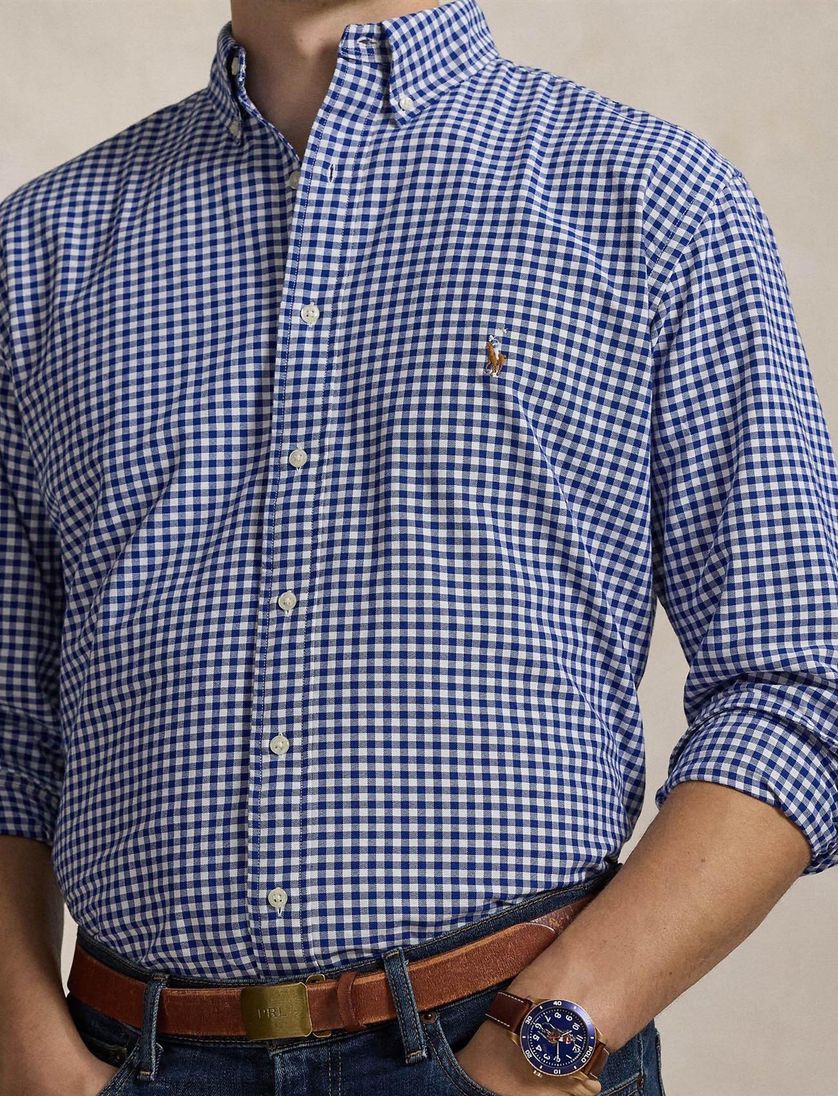 Polo Ralph Lauren Big & Tall overhemd normale fit blauw geruit katoen met logo