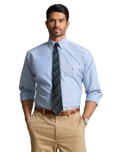 Polo Ralph Lauren Polo Ralph Lauren Big & Tall overhemd lichtblauw effen katoen