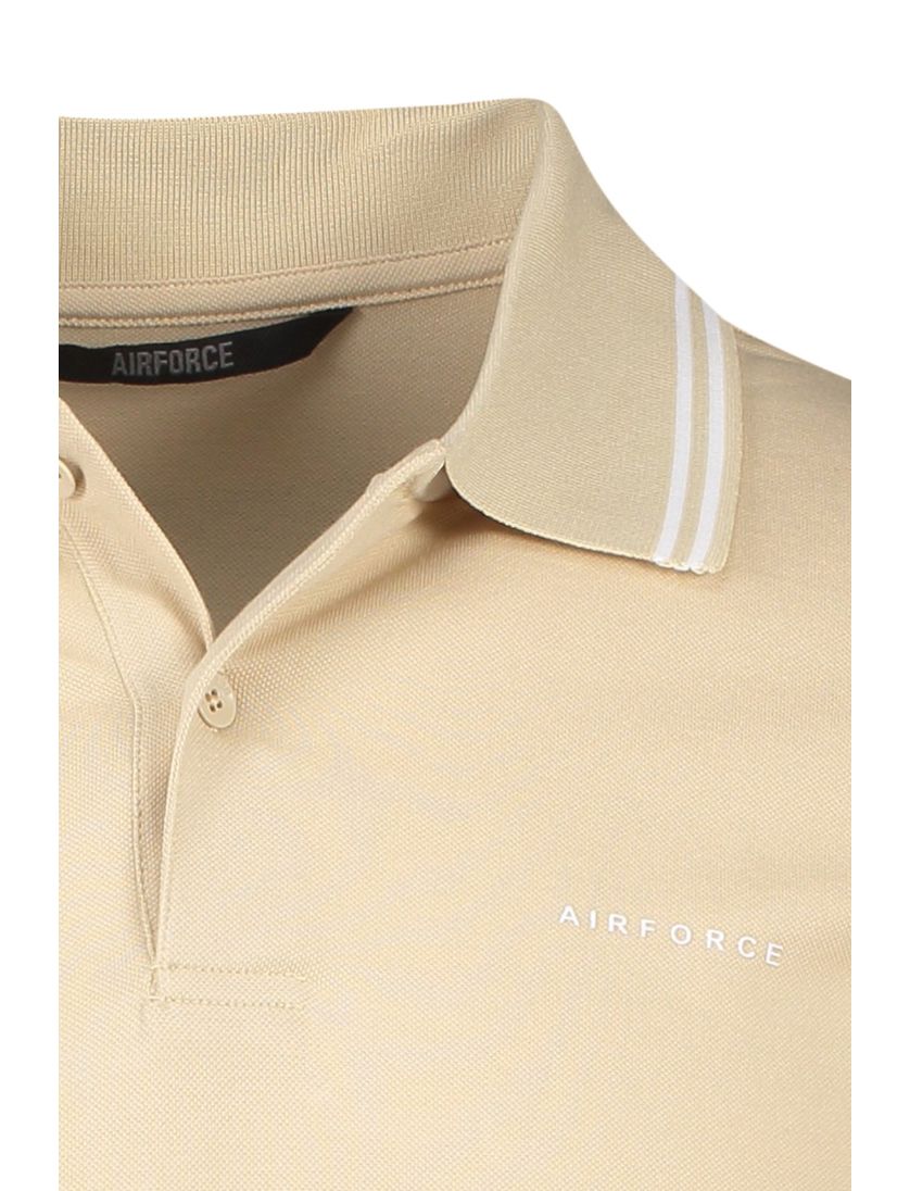 Airforce polo slim fit double stripe beige effen katoen