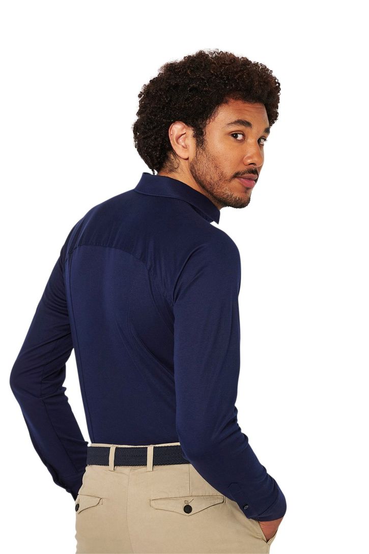 Desoto overhemd business donkerblauw effen katoen slim fit