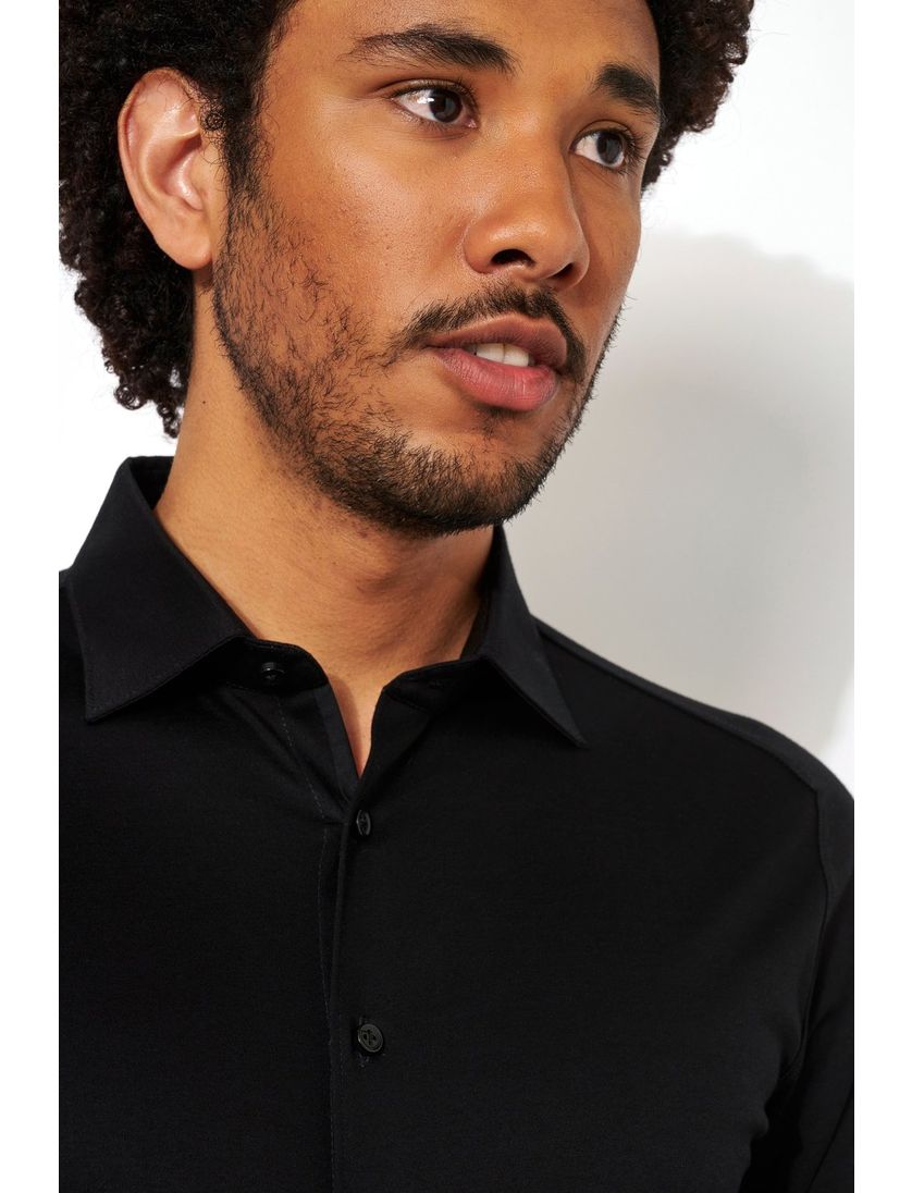 Desoto business zwart overhemd effen katoen slim fit