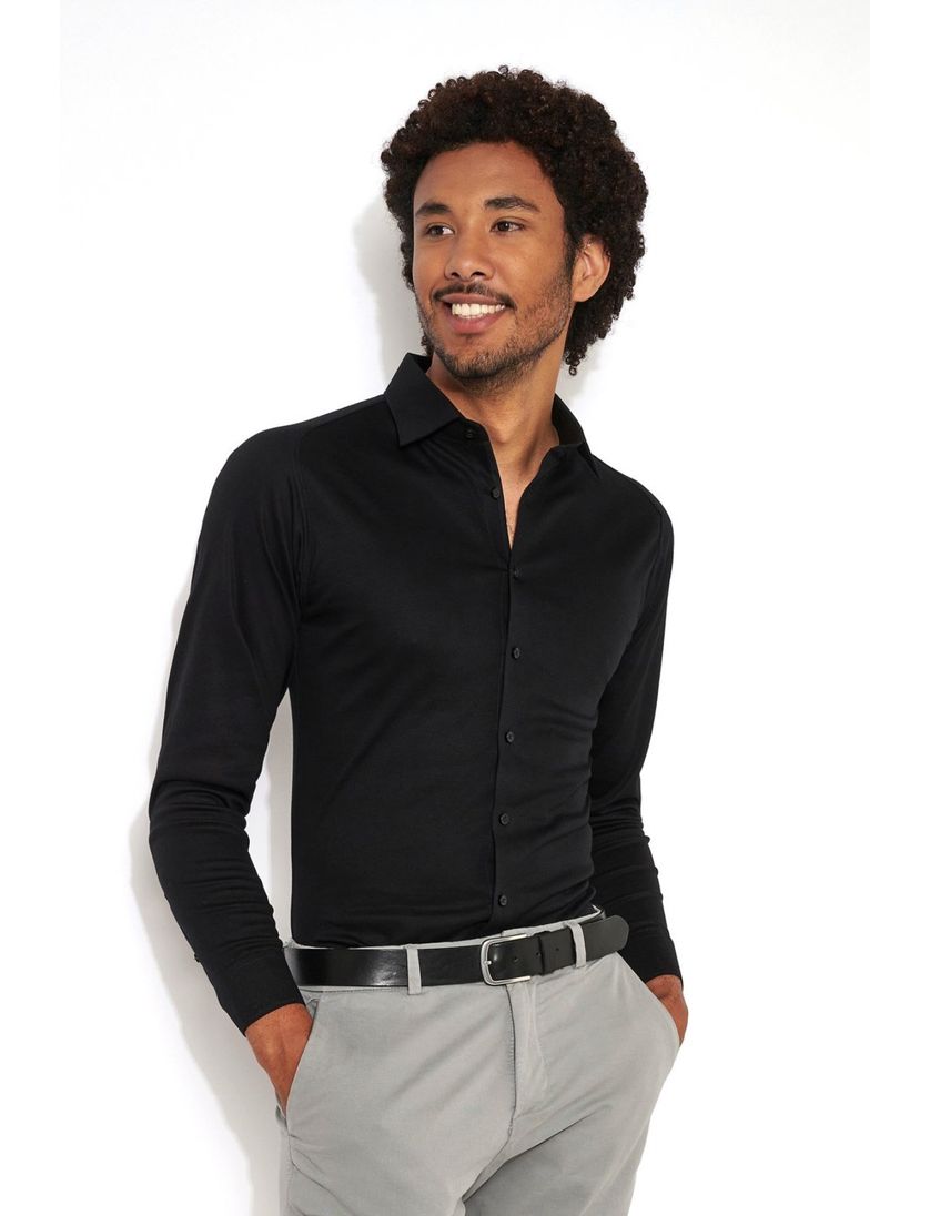 Desoto business zwart overhemd effen katoen slim fit