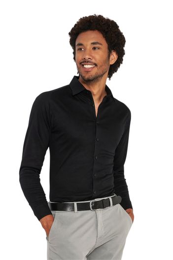 Desoto Desoto business zwart overhemd effen katoen slim fit
