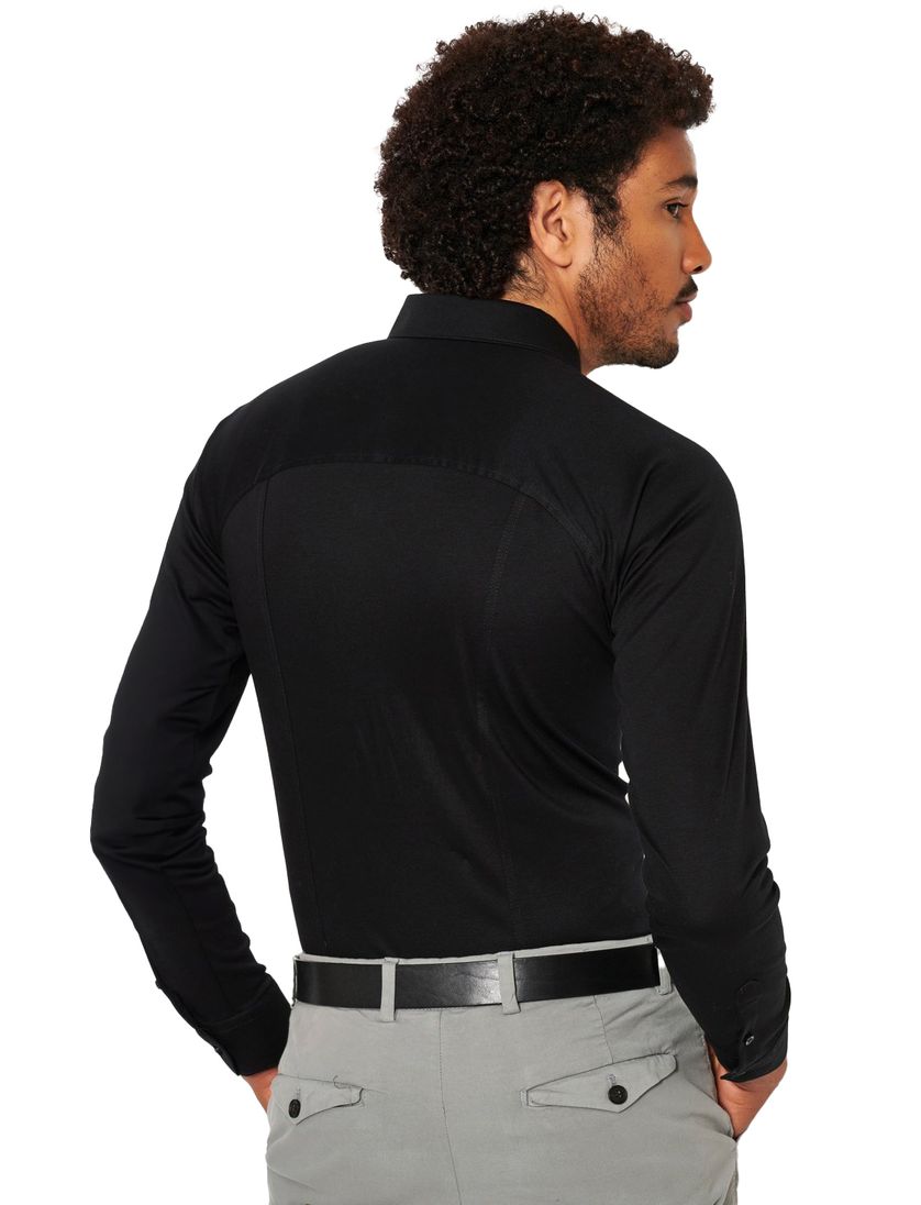 Desoto business zwart overhemd effen katoen slim fit