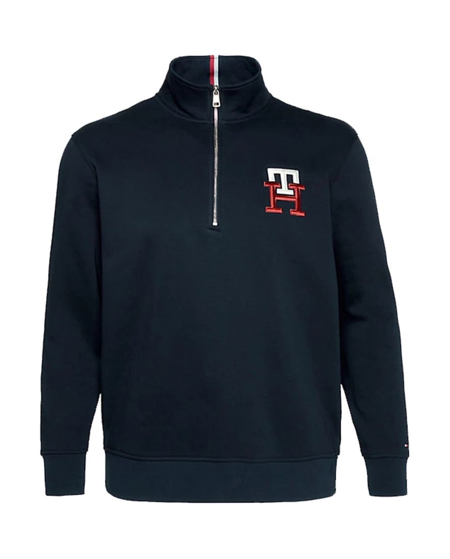 Tommy Hilfiger trui met rits donkerblauw Big & Tall katoen